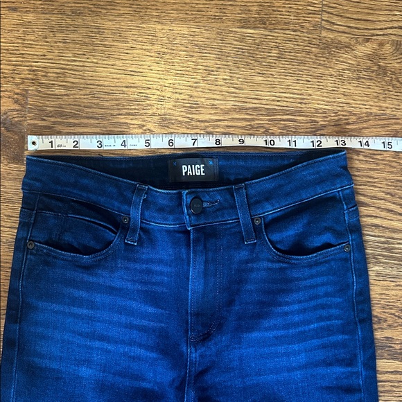NWOT PAIGE Genevieve High Rise Flare Jeans Dark Blue Wash Size 26 - Picture 6 of 11